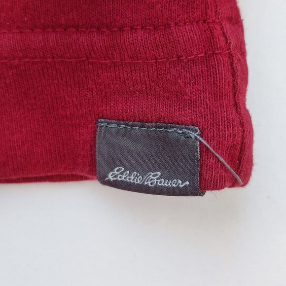 Eddie Bauer Legend Wash T-shirt men's size L burgundy long sleeve button up neck - Picture 9 of 11